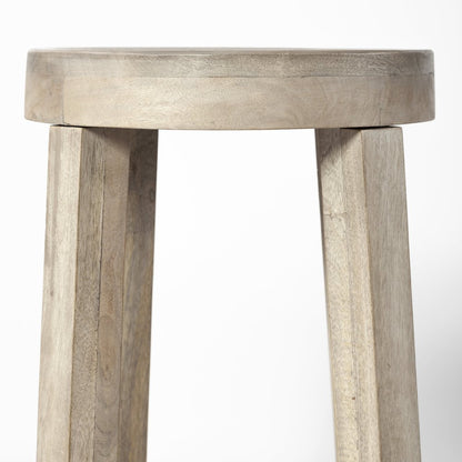 26" Total Height White Washed Wood Stool
