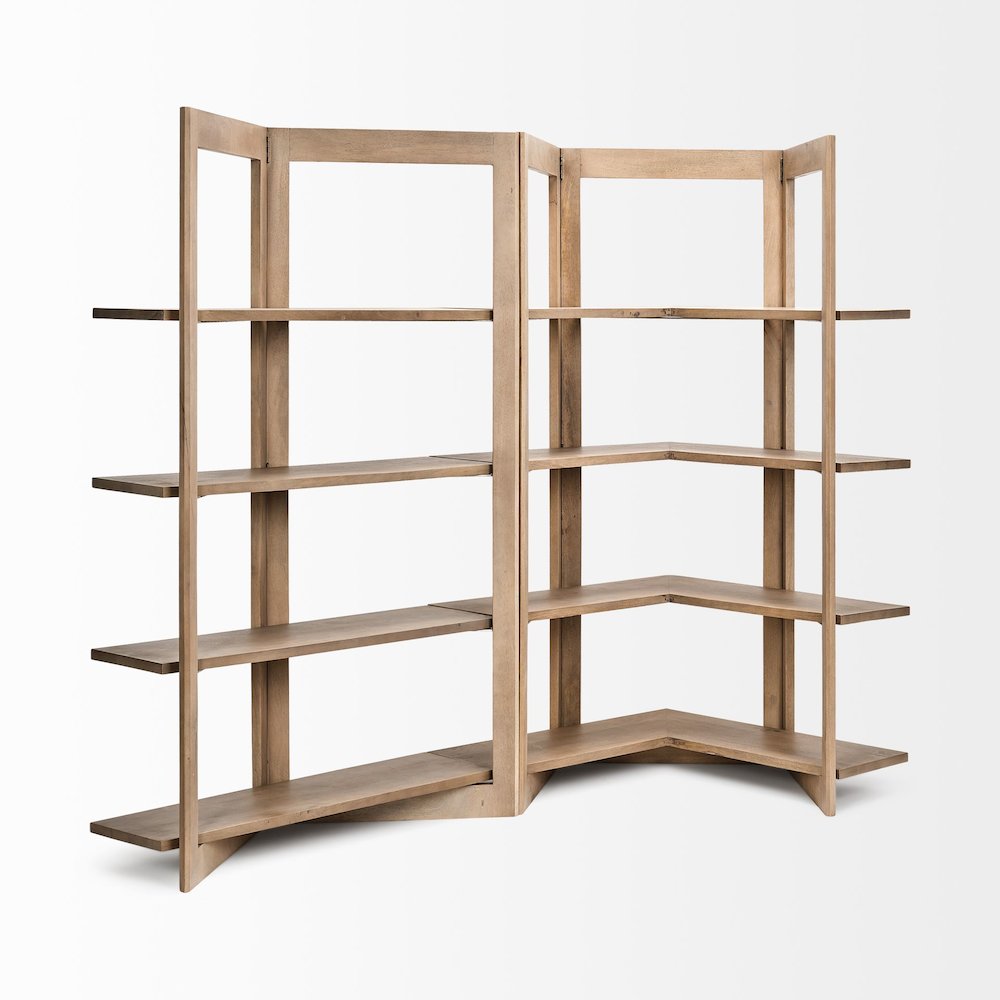Light Brown Wood Four Shelf Shelving Unit