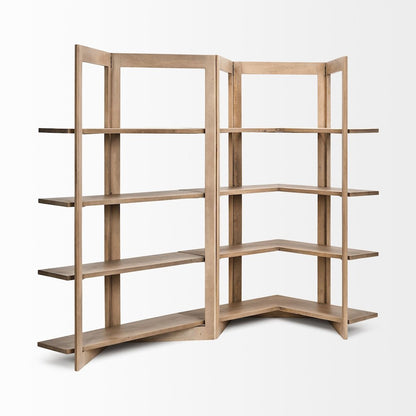 Light Brown Wood Four Shelf Shelving Unit