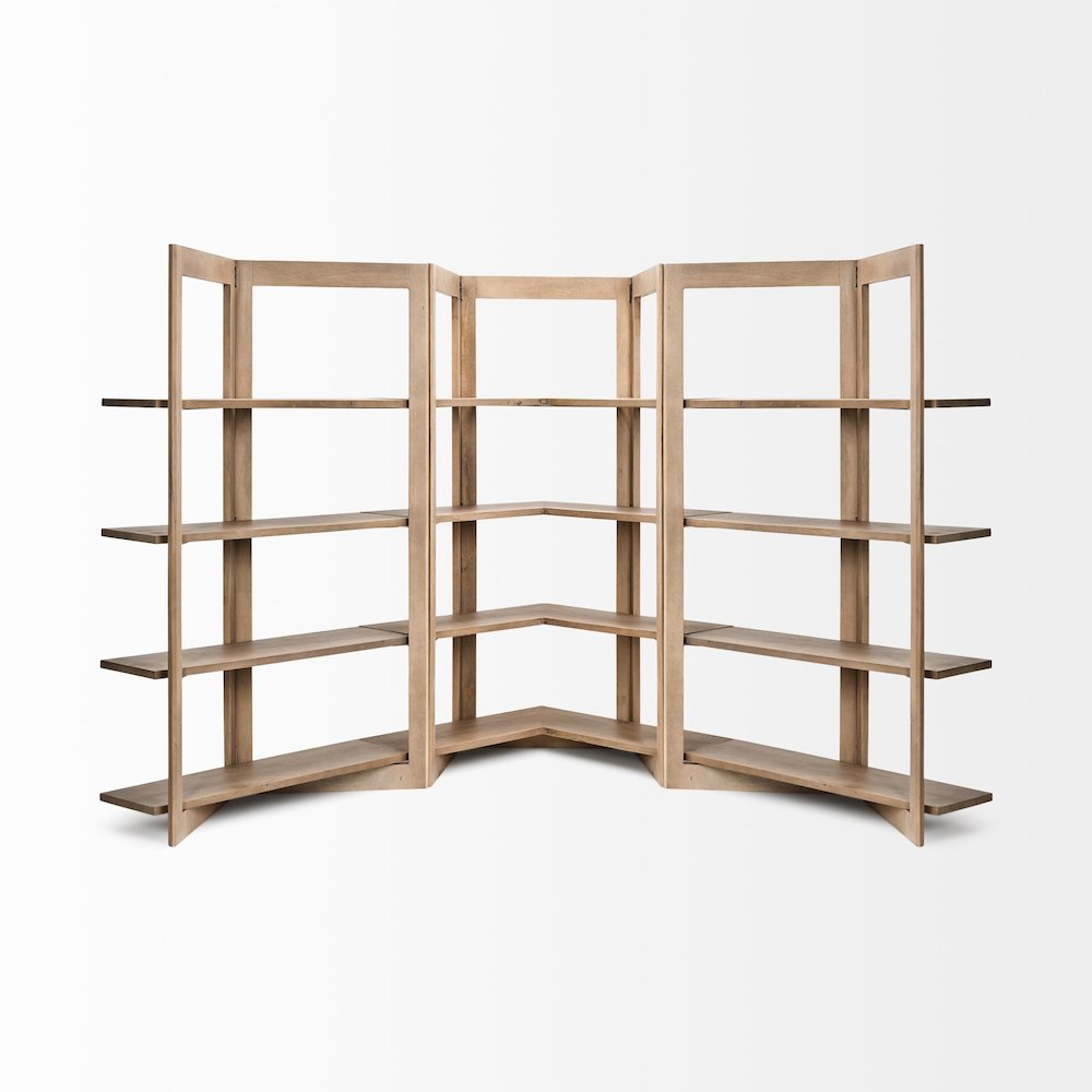 Light Brown Wood Four Shelf Shelving Unit