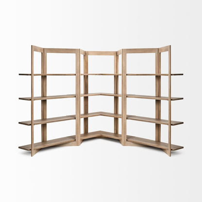 Light Brown Wood Four Shelf Shelving Unit