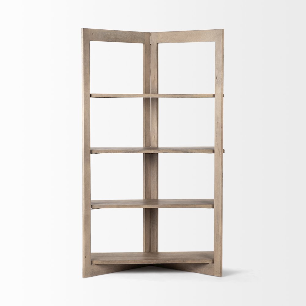 Light Brown Wood Four Shelf Shelving Unit