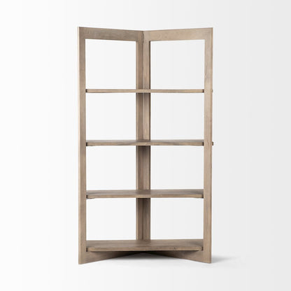 Light Brown Wood Four Shelf Shelving Unit