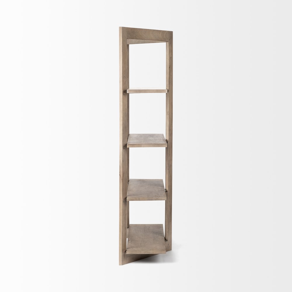 Light Brown Wood Four Shelf Shelving Unit