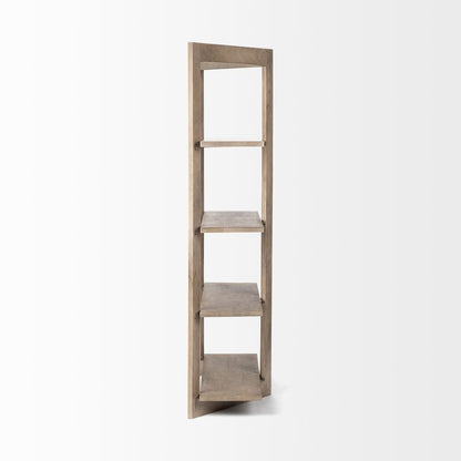 Light Brown Wood Four Shelf Shelving Unit