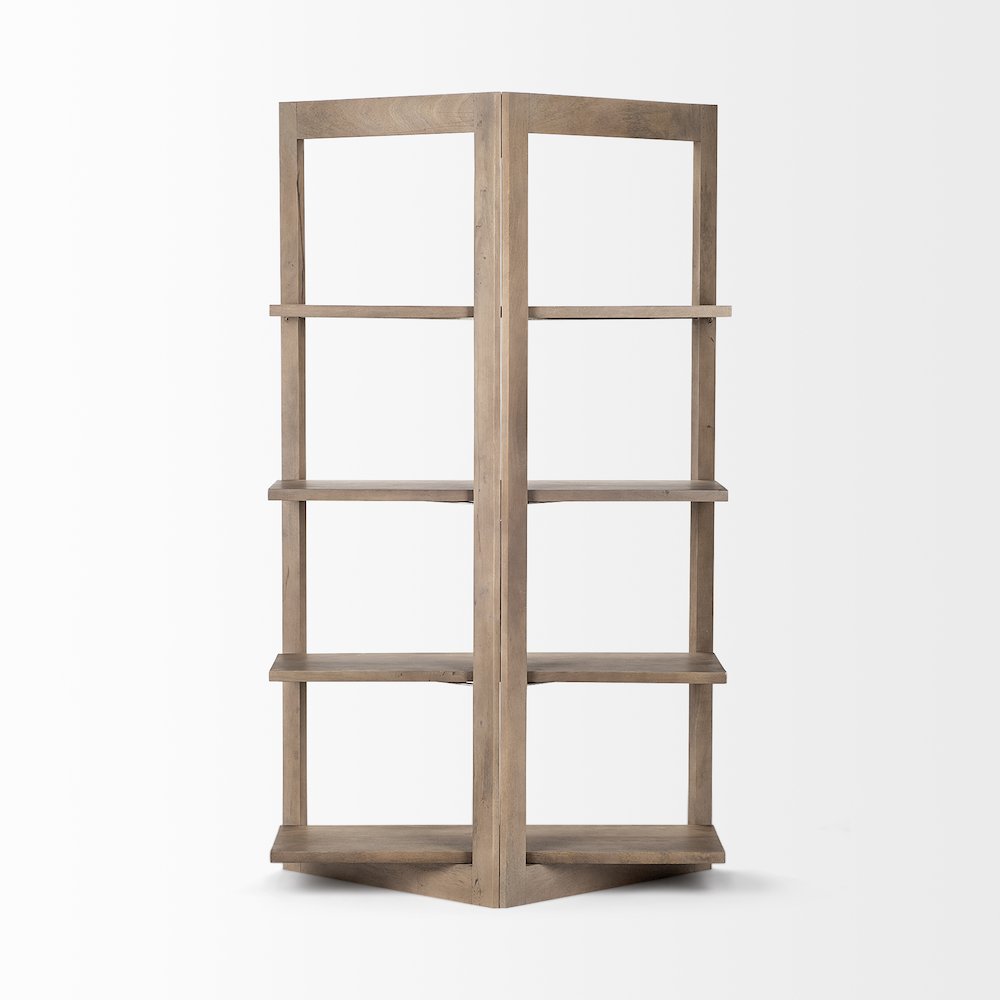 Light Brown Wood Four Shelf Shelving Unit