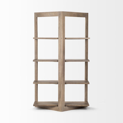 Light Brown Wood Four Shelf Shelving Unit