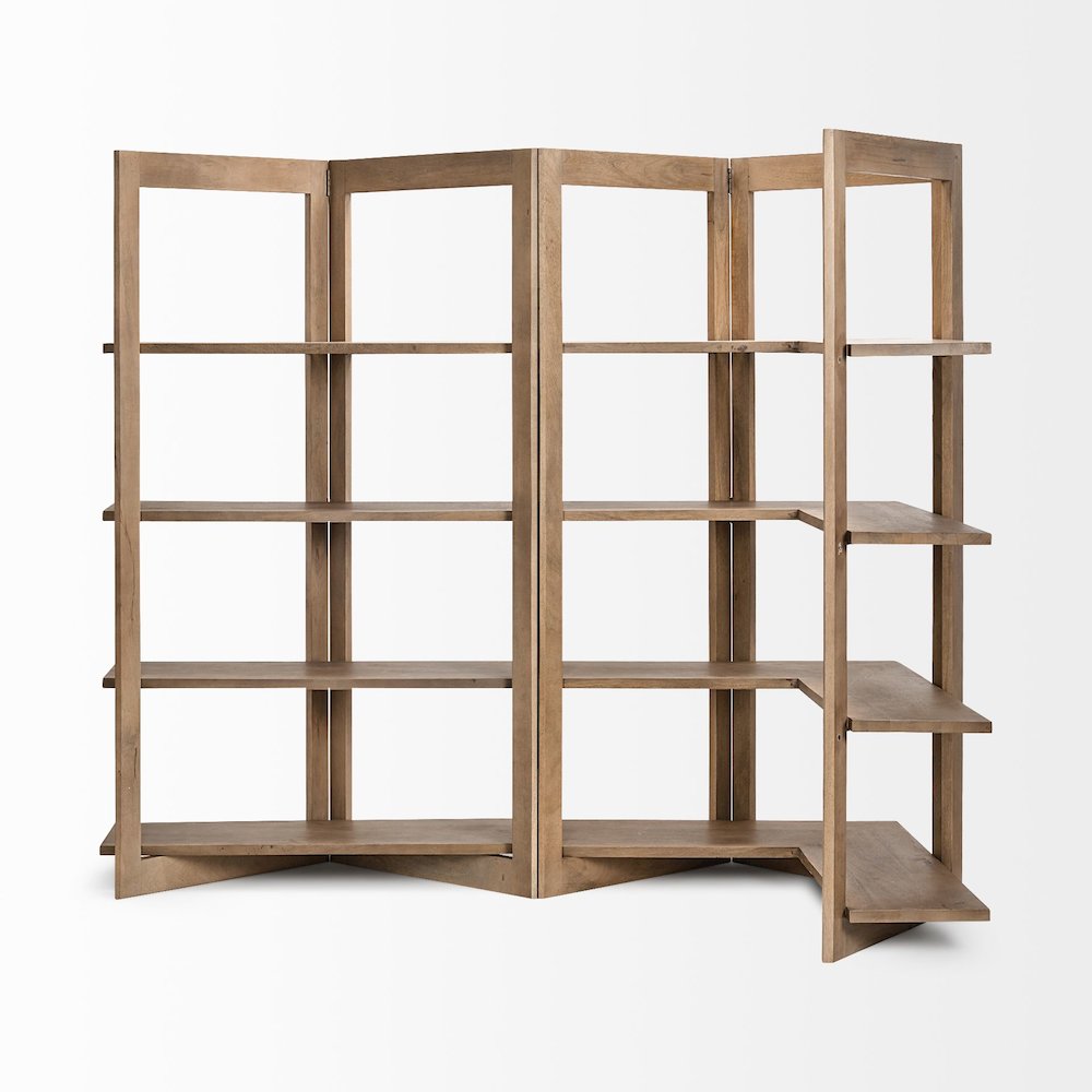 Light Brown Wood Four Shelf Shelving Unit