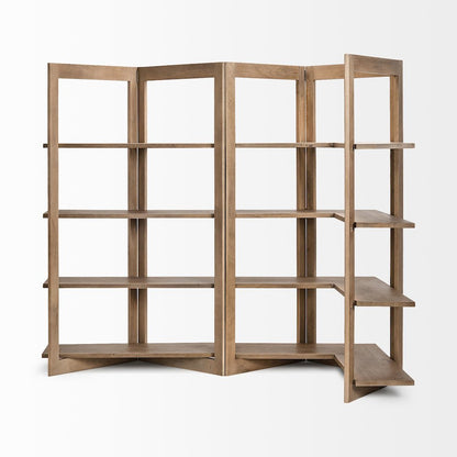 Light Brown Wood Four Shelf Shelving Unit