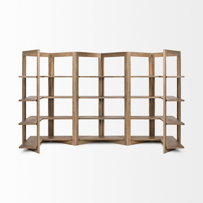 Light Brown Wood Four Shelf Shelving Unit
