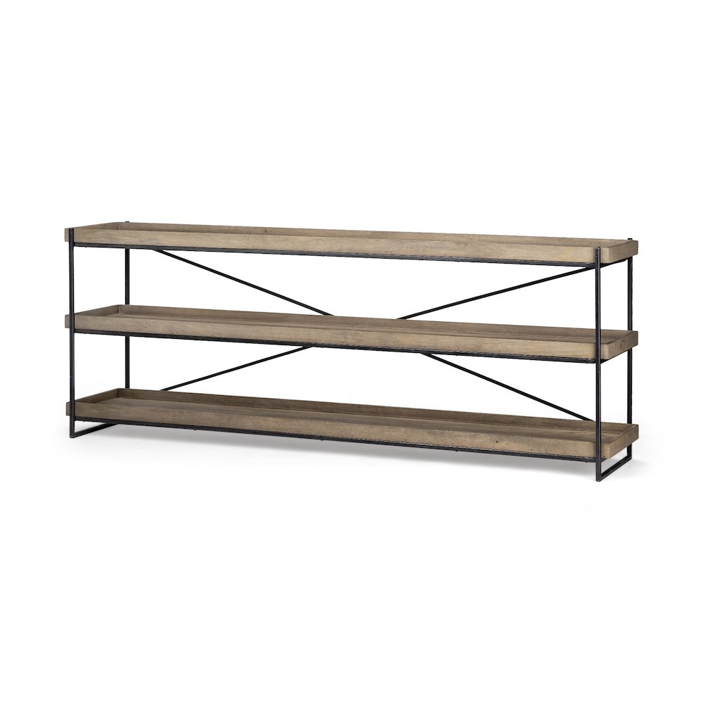 80L X 16W Brown Wood And Black Iron Console Table