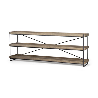80L X 16W Brown Wood And Black Iron Console Table