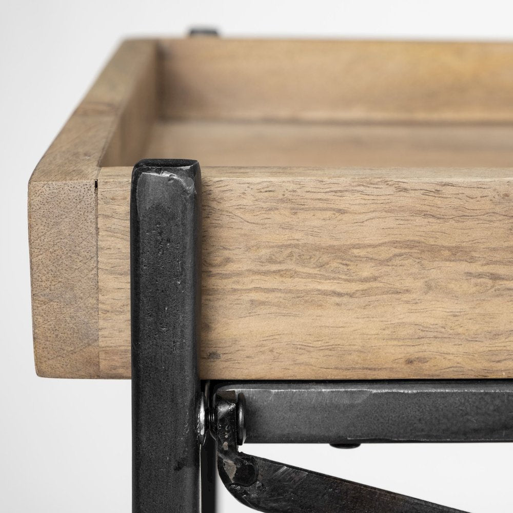 80L X 16W Brown Wood And Black Iron Console Table