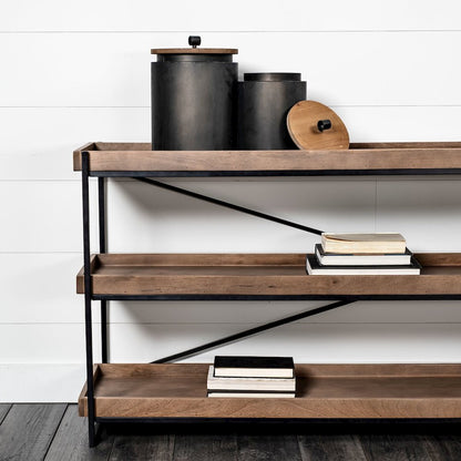 80L X 16W Brown Wood And Black Iron Console Table