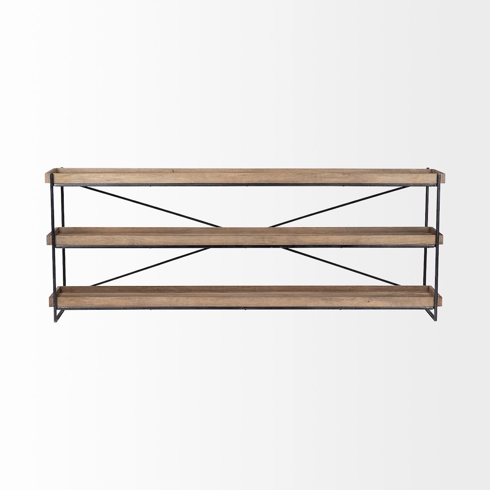 80L X 16W Brown Wood And Black Iron Console Table