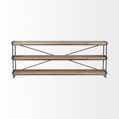 80L X 16W Brown Wood And Black Iron Console Table