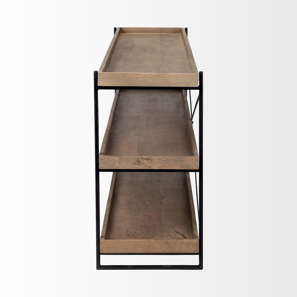 80L X 16W Brown Wood And Black Iron Console Table