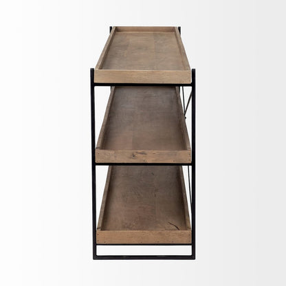 80L X 16W Brown Wood And Black Iron Console Table