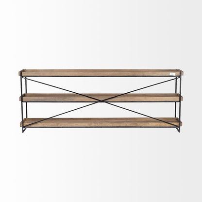 80L X 16W Brown Wood And Black Iron Console Table