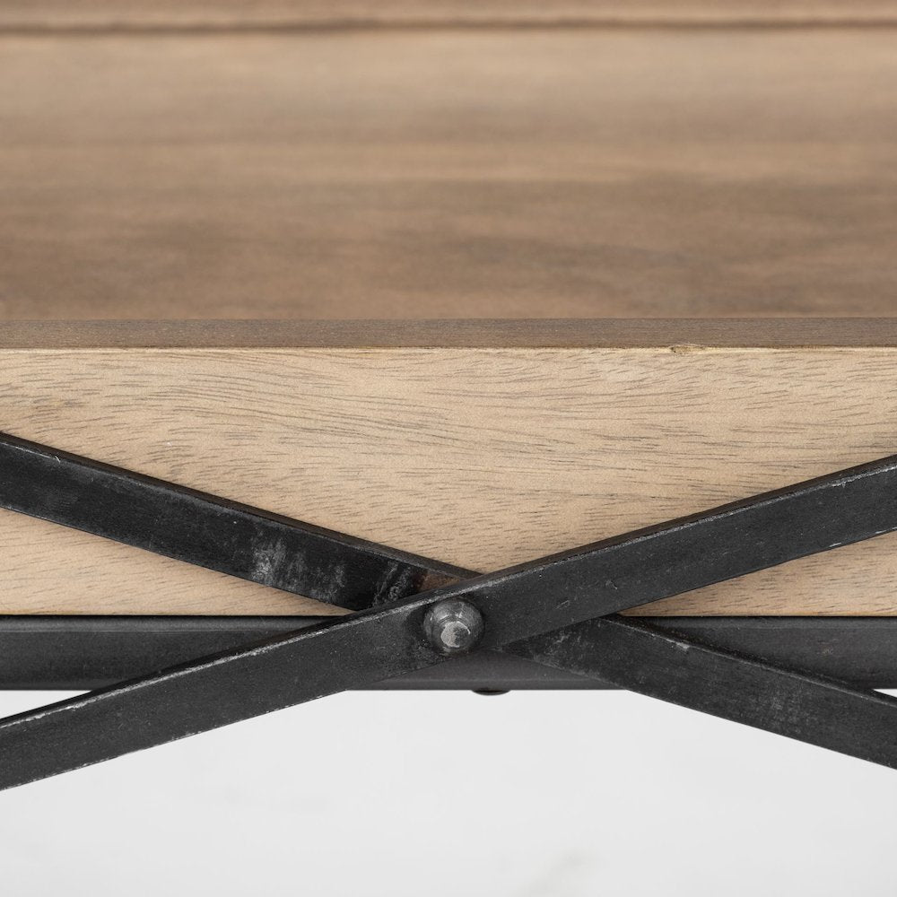 80L X 16W Brown Wood And Black Iron Console Table