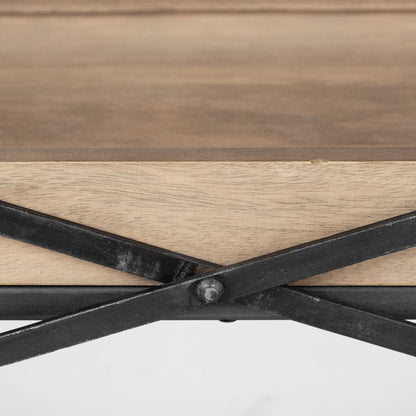 80L X 16W Brown Wood And Black Iron Console Table