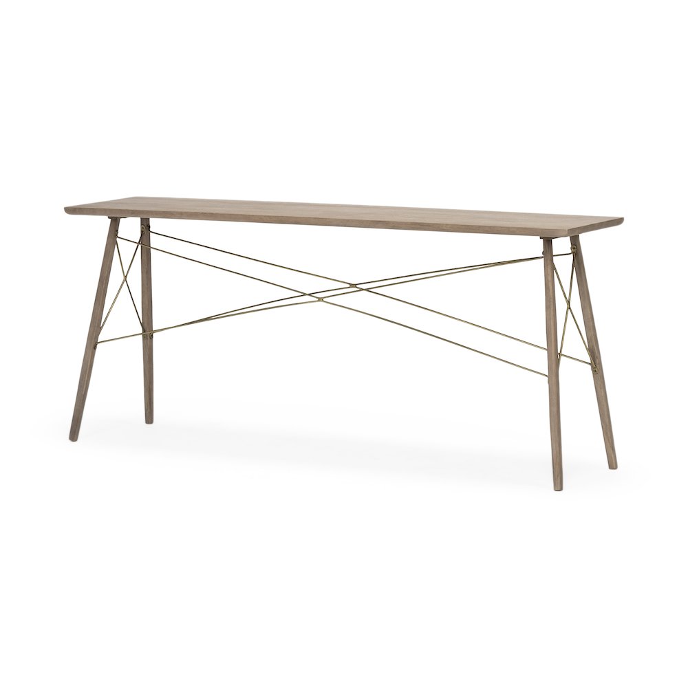 66L X 16W Brown Wooden Cross Braced Console Table