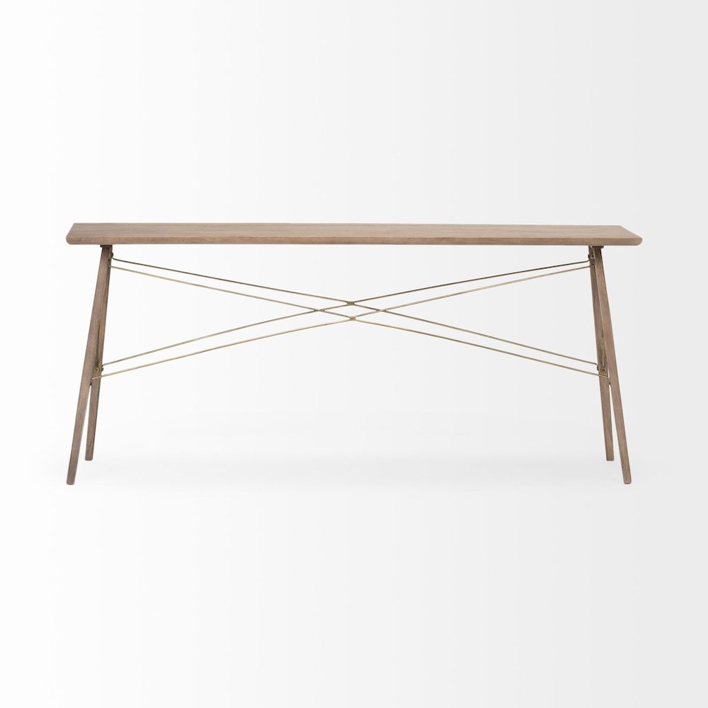 66L X 16W Brown Wooden Cross Braced Console Table