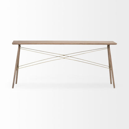 66L X 16W Brown Wooden Cross Braced Console Table
