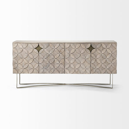 Excelsior (72x18.3) Solid Wood Gold Metal Base 4 Cabinet Door SideBoard
