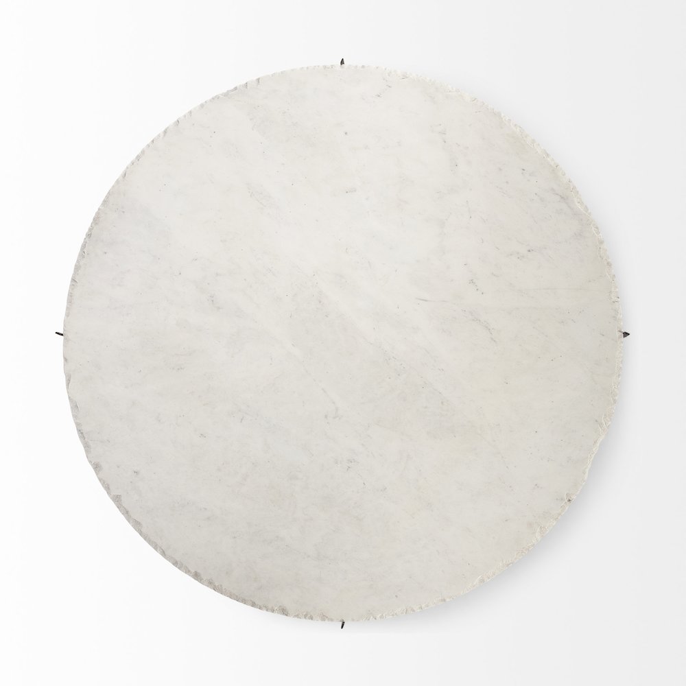 49" Round White Marble Top Gold Metal Base Coffee Table