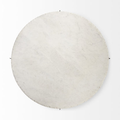 49" Round White Marble Top Gold Metal Base Coffee Table