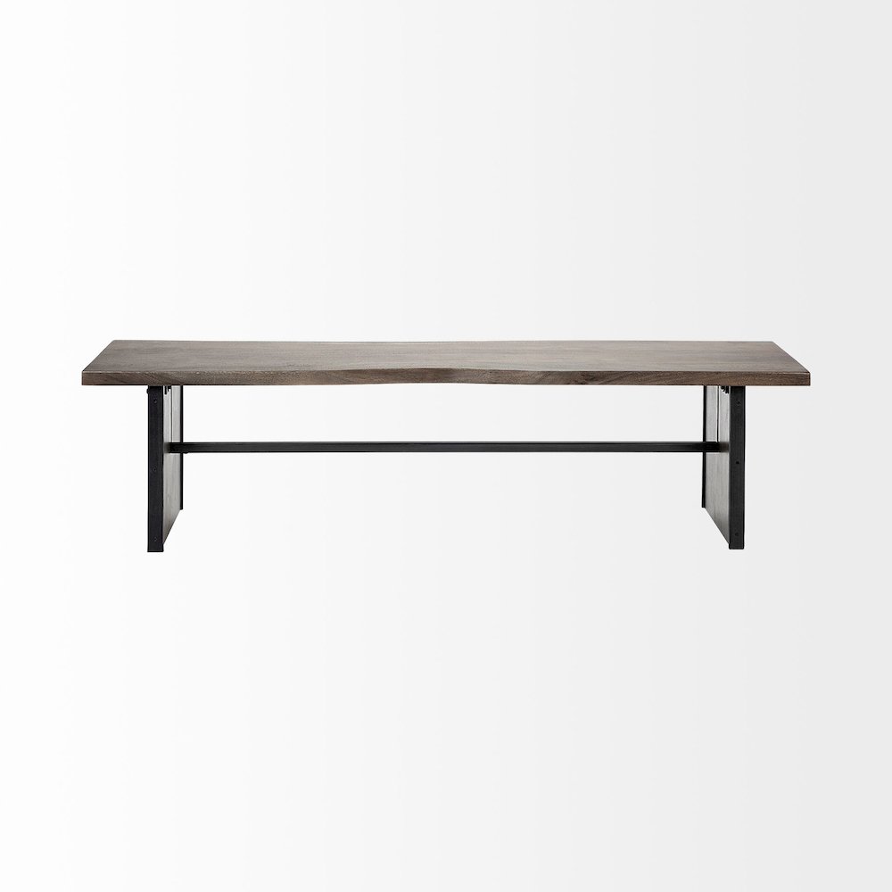 70L X 17W Brown Live-Edge Wooden Dining Bench