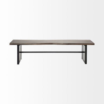 70L X 17W Brown Live-Edge Wooden Dining Bench