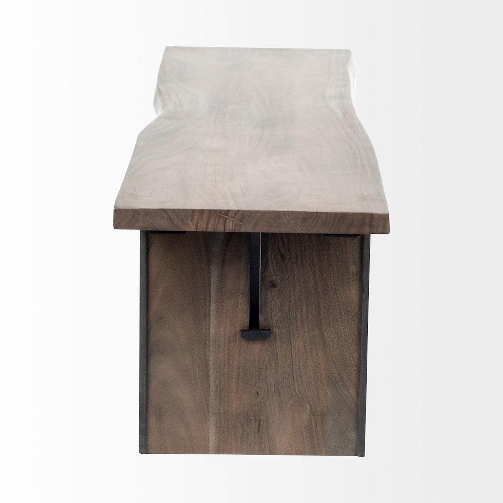 70L X 17W Brown Live-Edge Wooden Dining Bench