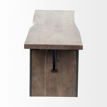 70L X 17W Brown Live-Edge Wooden Dining Bench