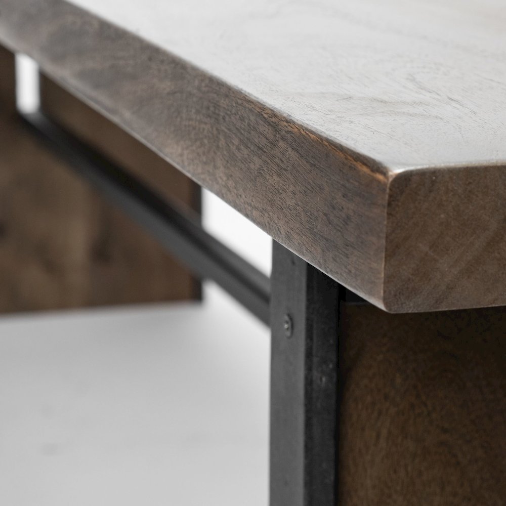 70L X 17W Brown Live-Edge Wooden Dining Bench