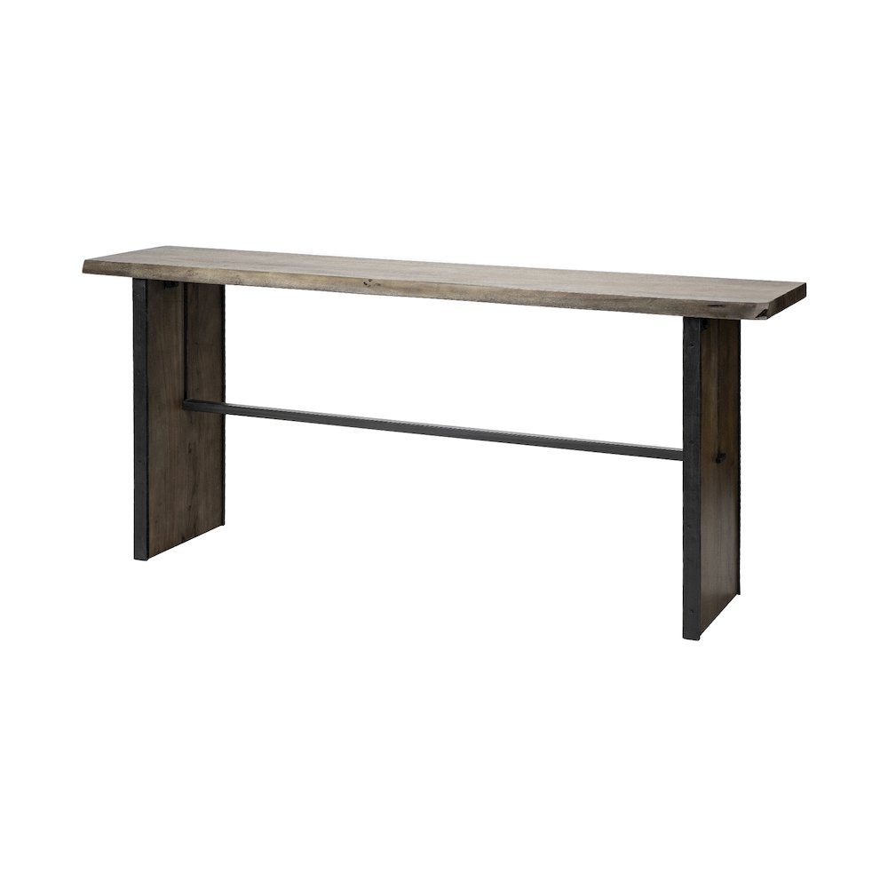 Live-Edge Wooden Brown Console Table