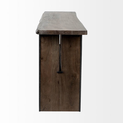 Live-Edge Wooden Brown Console Table