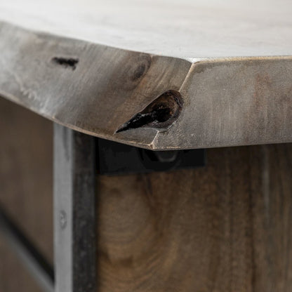 Live-Edge Wooden Brown Console Table