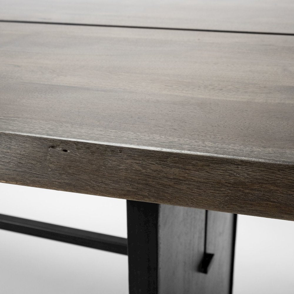 Ledger I84x38 Brown Solid Wood Top & Base Dining Table