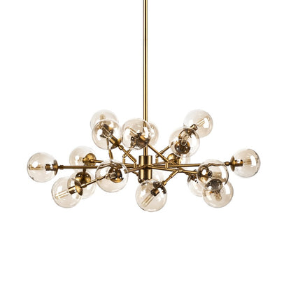 Glass Globe And Gold Metal Chandelier