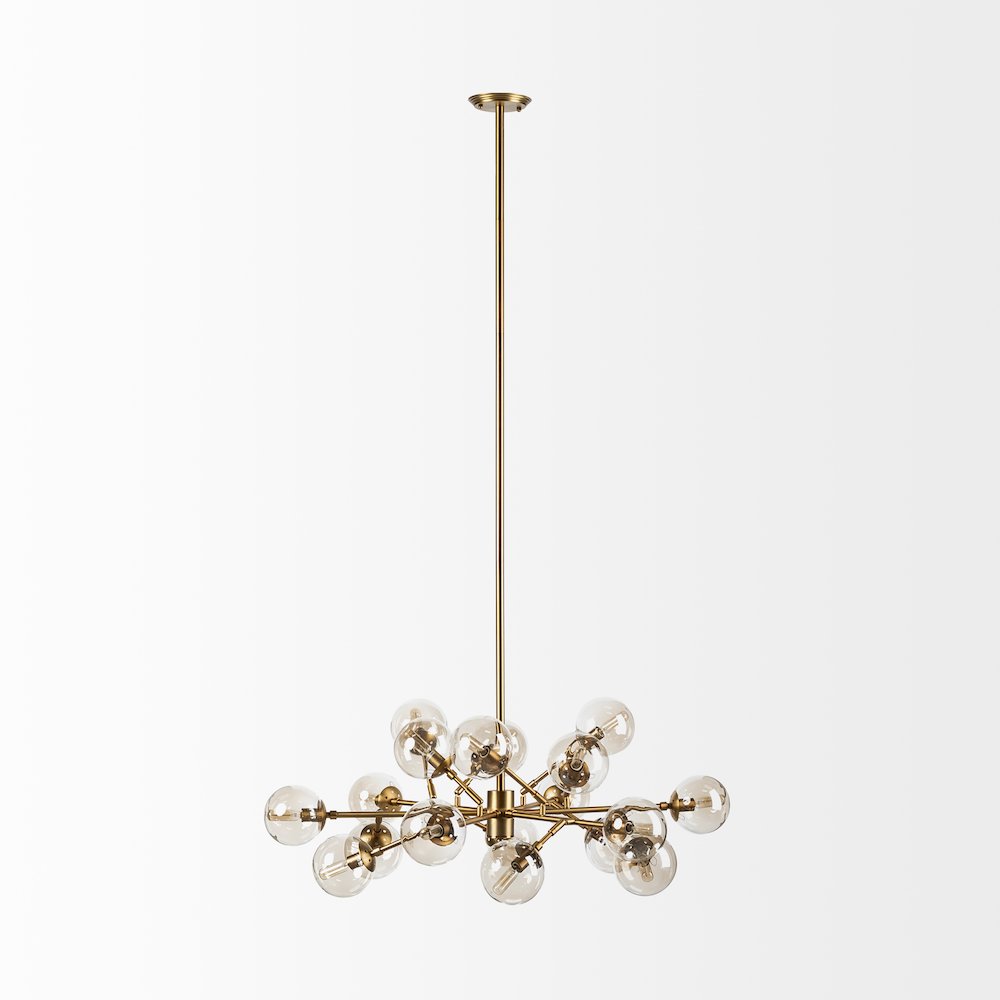 Glass Globe And Gold Metal Chandelier