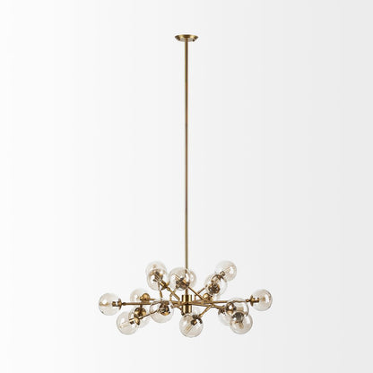 Glass Globe And Gold Metal Chandelier
