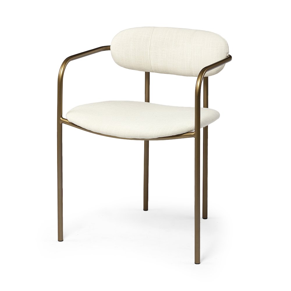 Cream Fabric Seat Gold Metal Frame Dining Chair