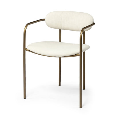 Cream Fabric Seat Gold Metal Frame Dining Chair