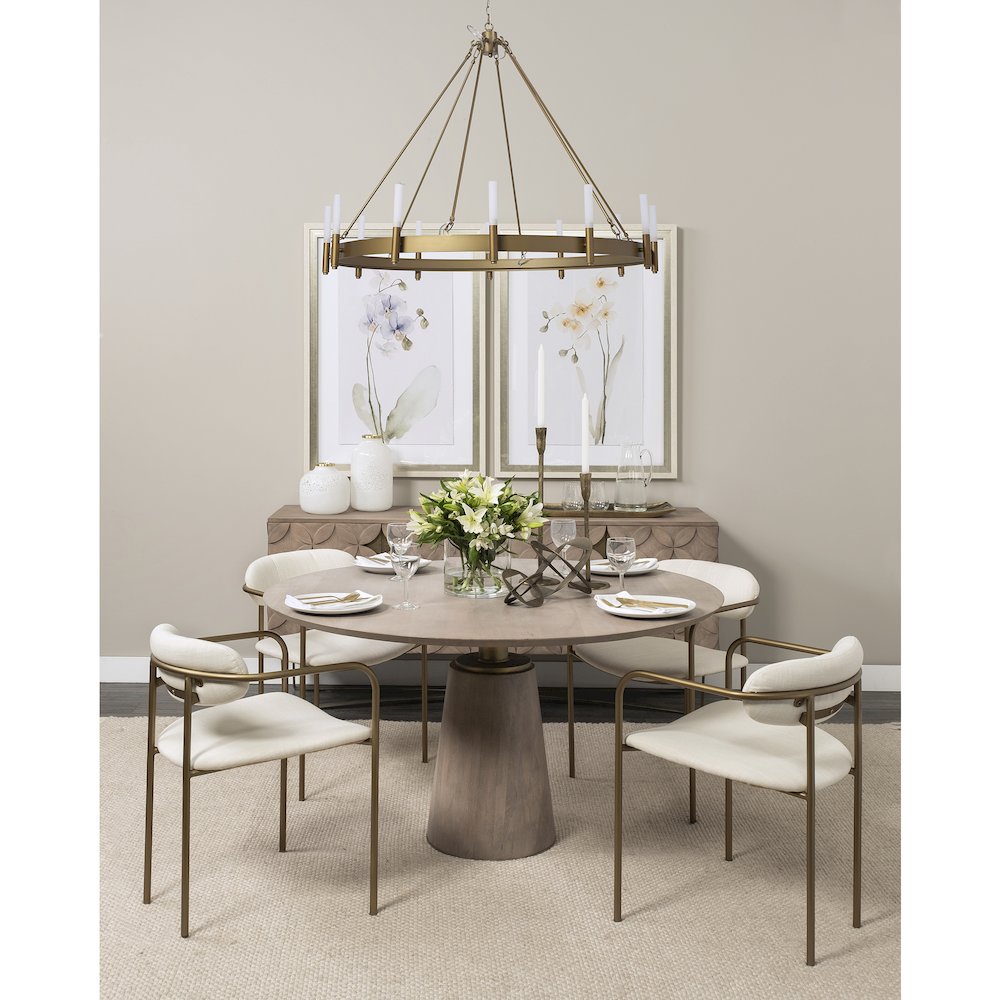 Cream Fabric Seat Gold Metal Frame Dining Chair