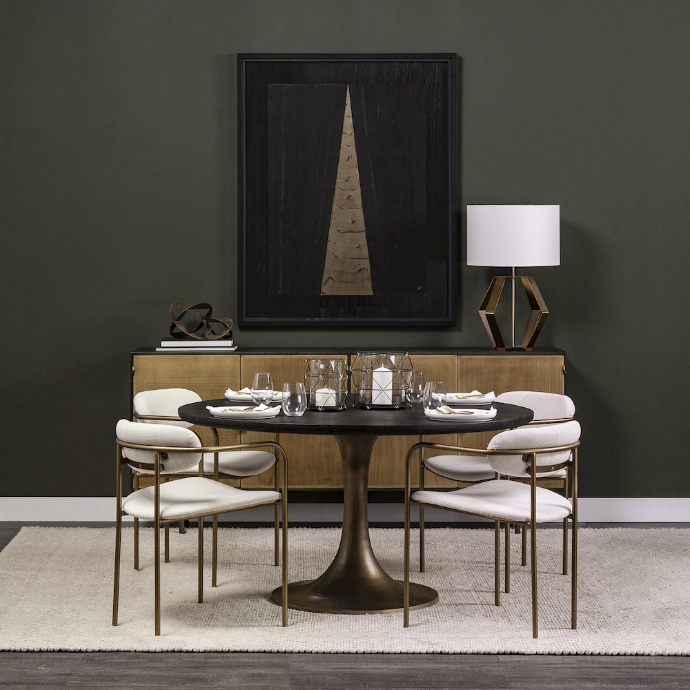 Cream Fabric Seat Gold Metal Frame Dining Chair