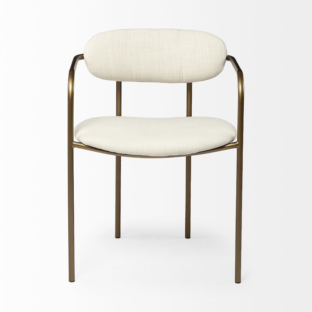 Cream Fabric Seat Gold Metal Frame Dining Chair