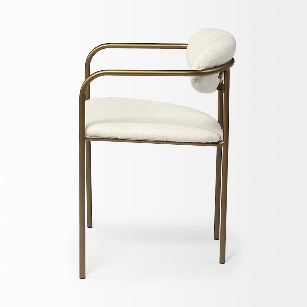Cream Fabric Seat Gold Metal Frame Dining Chair
