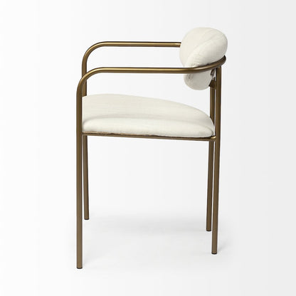 Cream Fabric Seat Gold Metal Frame Dining Chair